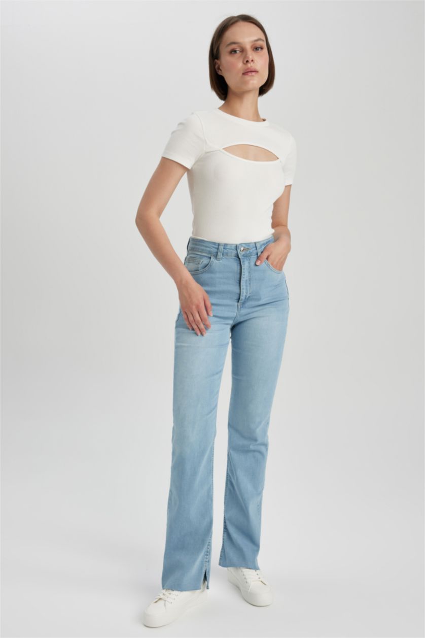FEMME Indigo Clair High Waist Flare Trousers