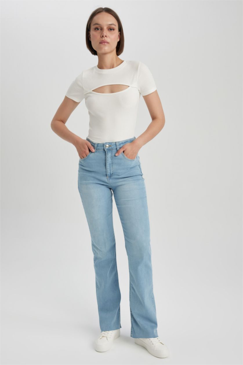 FEMME Indigo Clair High Waist Flare Trousers