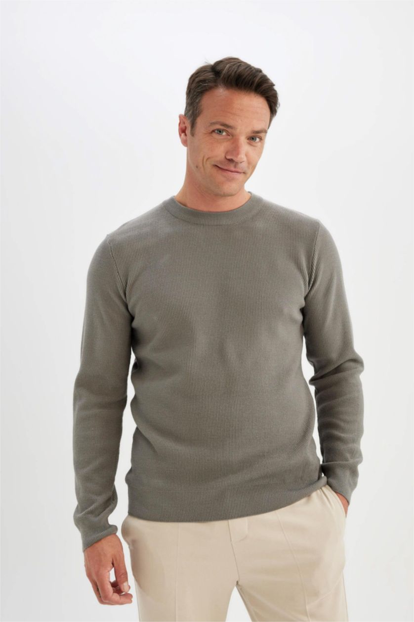 MAN Dark Grey Standard Fit Cotton Crew Neck Knitted Pullover