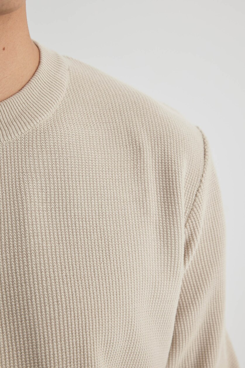 رجال اللون الحجري Standard Fit Knitwear Pullover