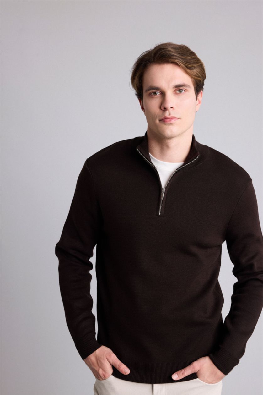 Men Brown Standard Fit Knitwear Pullover