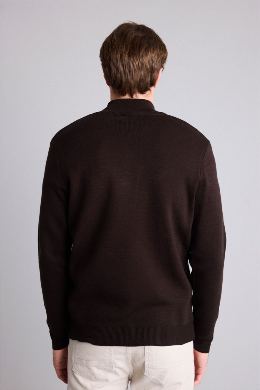 Men Brown Standard Fit Knitwear Pullover