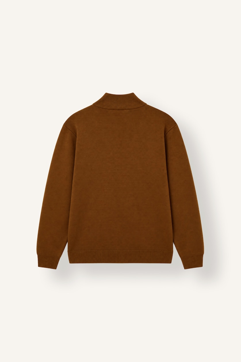 Erkek Camel Standart Fit Basic Triko Kazak