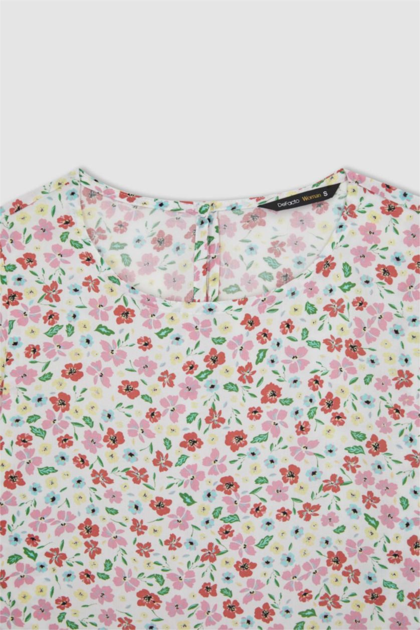 FEMME Rose Chemisier à Manches Courtes coupe régulière Col Rond