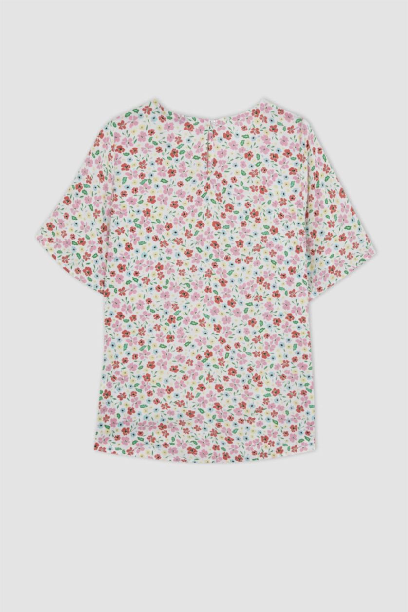 FEMME Rose Chemisier à Manches Courtes coupe régulière Col Rond