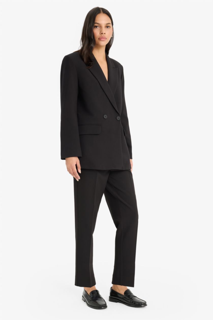 Woman Black High Waist Slim Fit Trousers