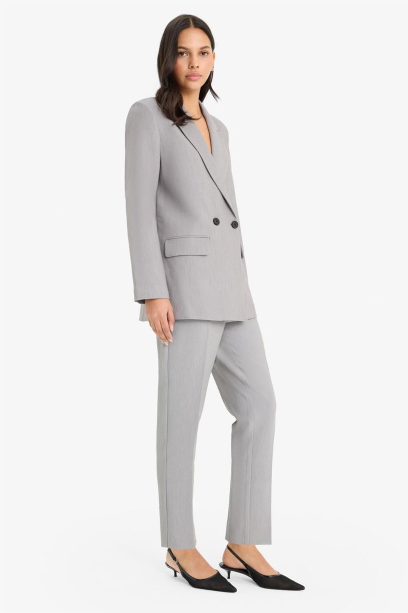 WOMAN Grey Slim Fit High Waist Crop Leg Trousers