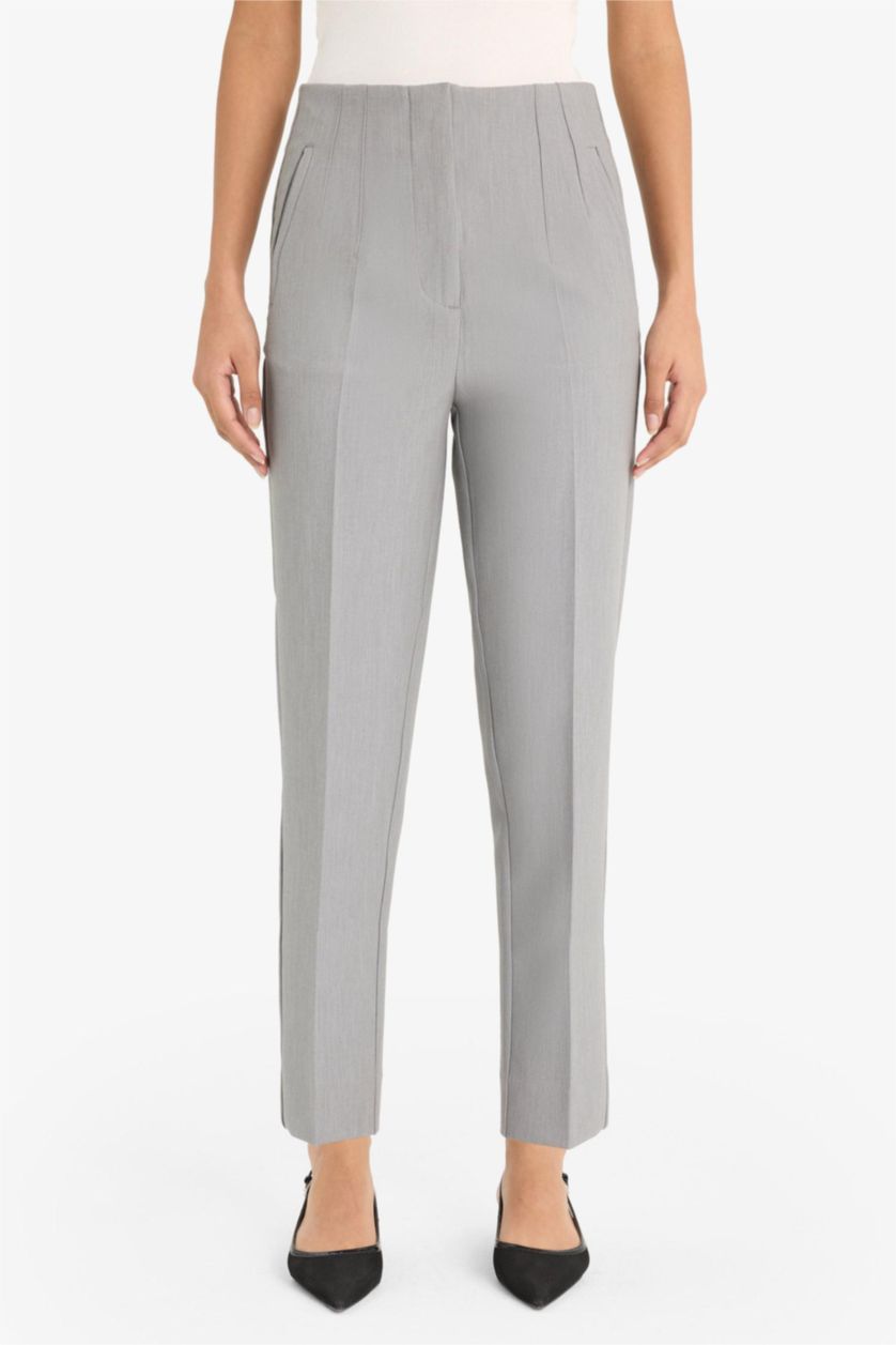 WOMAN Grey Slim Fit High Waist Crop Leg Trousers