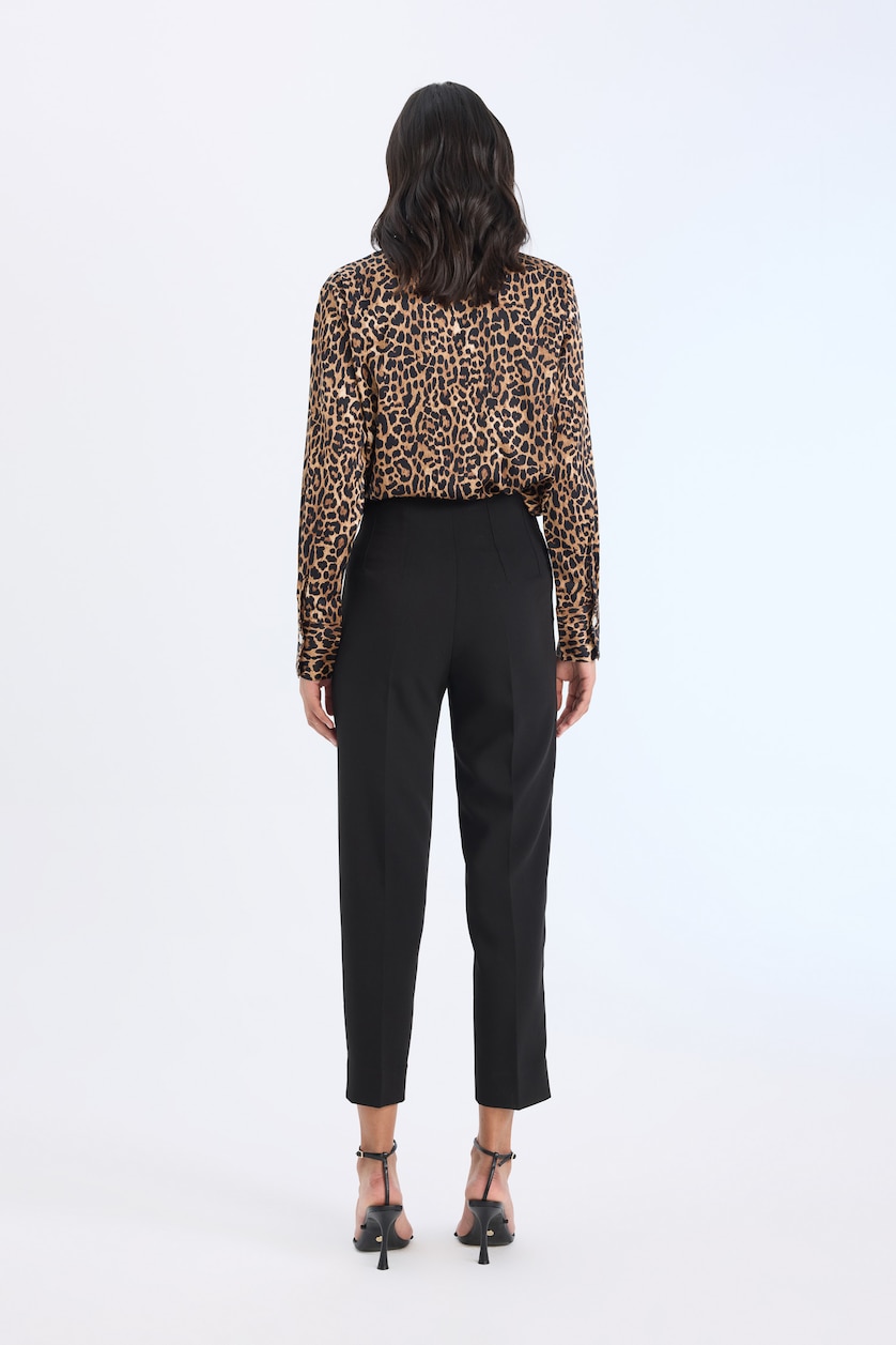 Woman Black High Waist Slim Fit Trousers