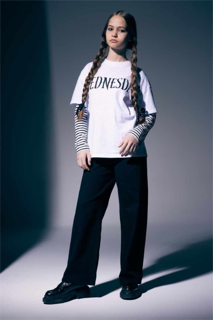 Девочки и подростки Белый Футболка оверсайз Wednesday для девочек