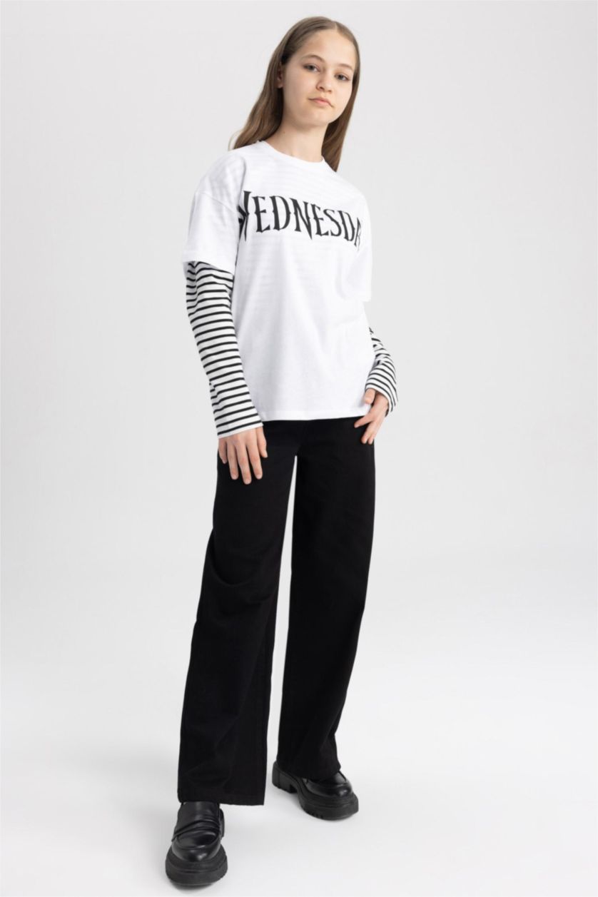 Девочки и подростки Белый Футболка оверсайз Wednesday для девочек