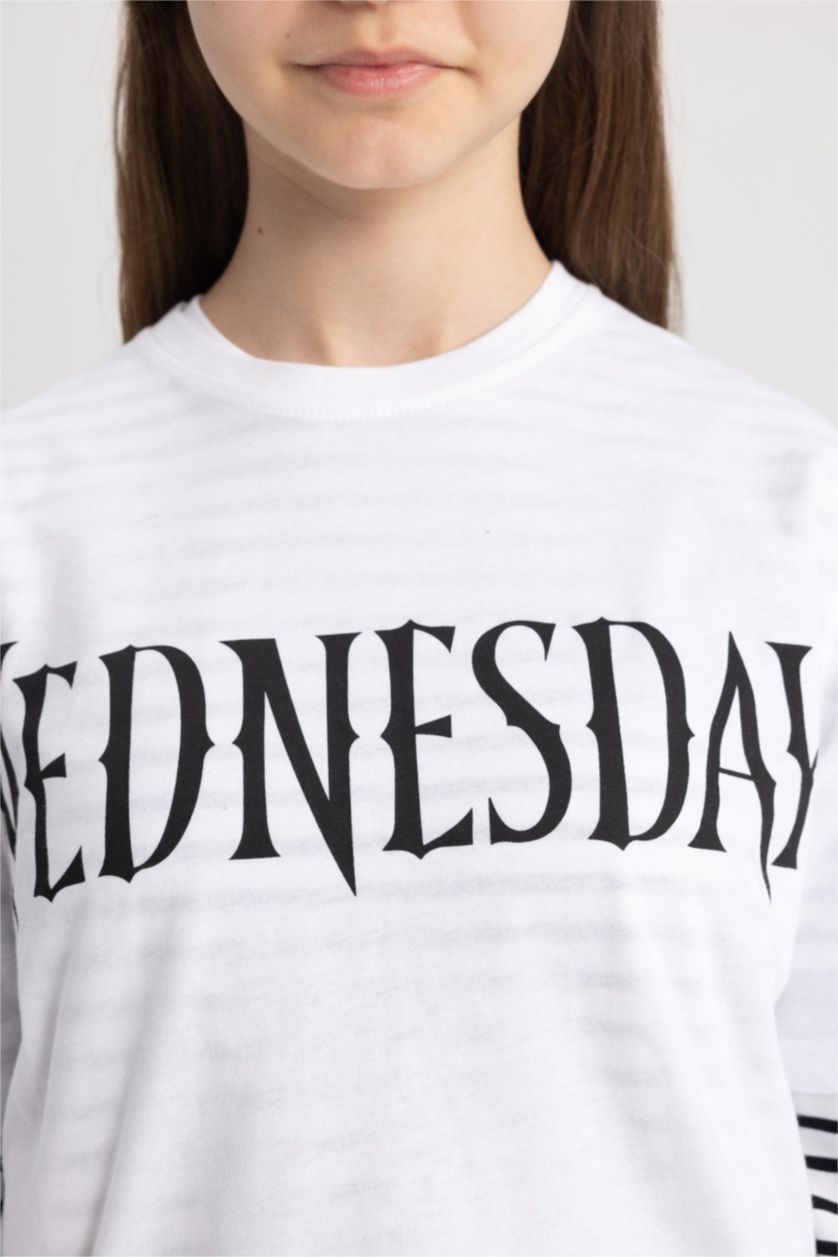 Девочки и подростки Белый Футболка оверсайз Wednesday для девочек