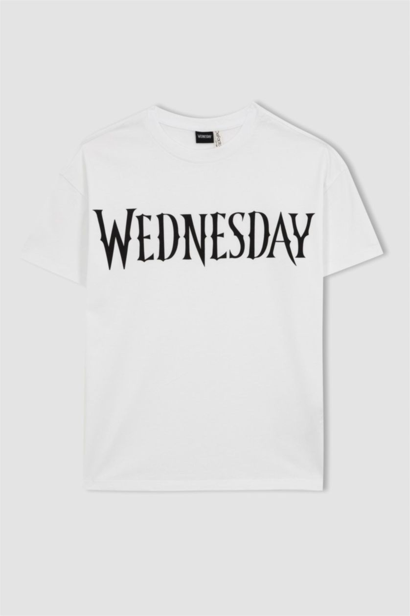 Девочки и подростки Белый Футболка оверсайз Wednesday для девочек