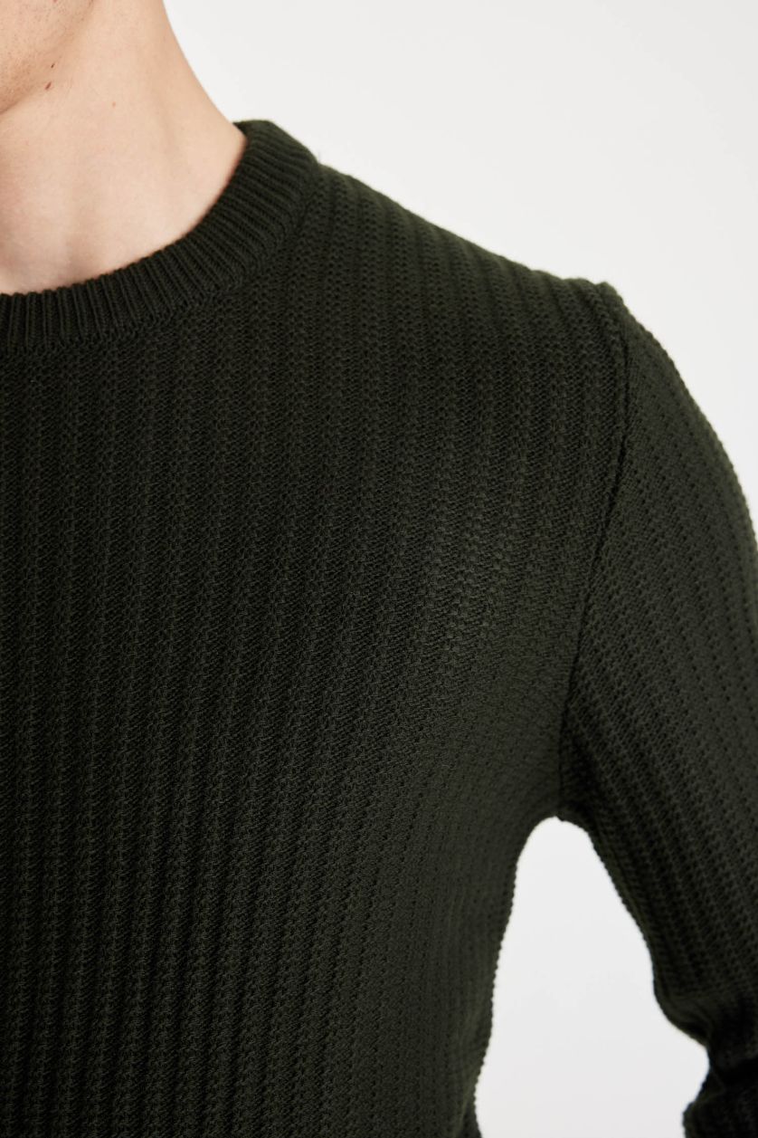 MAN Dark Green Standard Fit Crew Neck Jacquard Aviator Knitwear Pullover