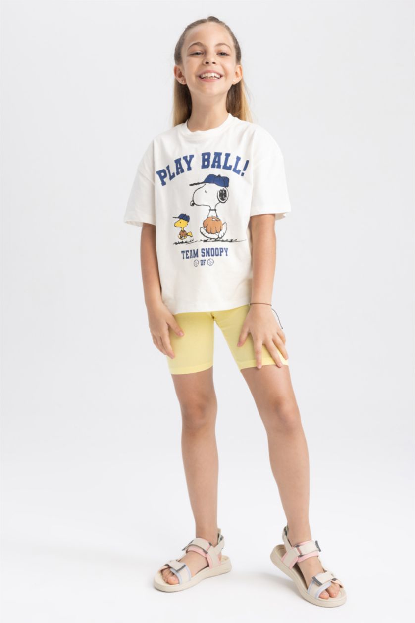 GIRLS & TEENS Ecru Girl Snoopy Licensed Relax Fit Short Sleeved T-Shirt