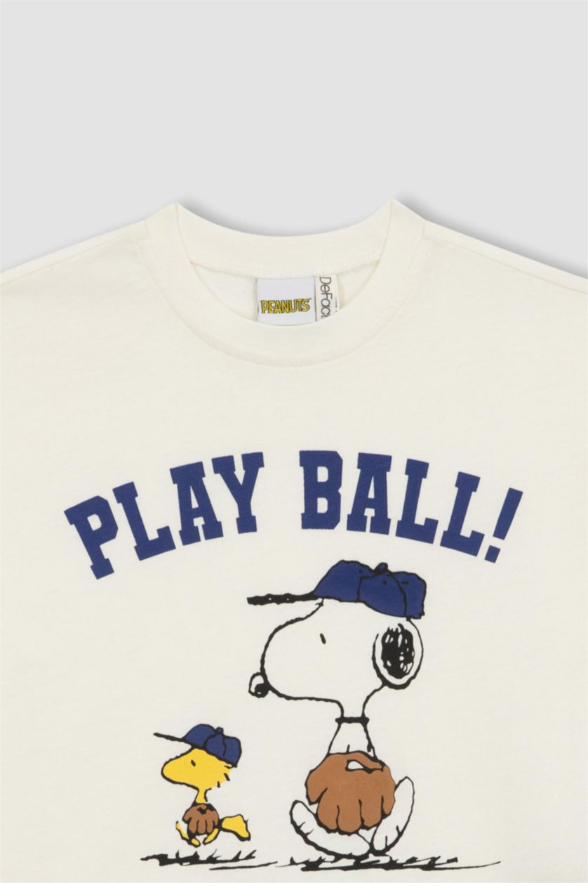 GIRLS & TEENS Ecru Girl Snoopy Licensed Relax Fit Short Sleeved T-Shirt