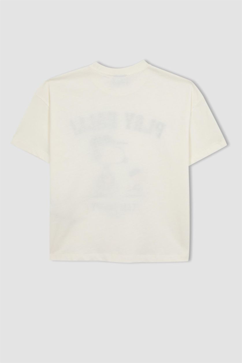 GIRLS & TEENS Ecru Girl Snoopy Licensed Relax Fit Short Sleeved T-Shirt