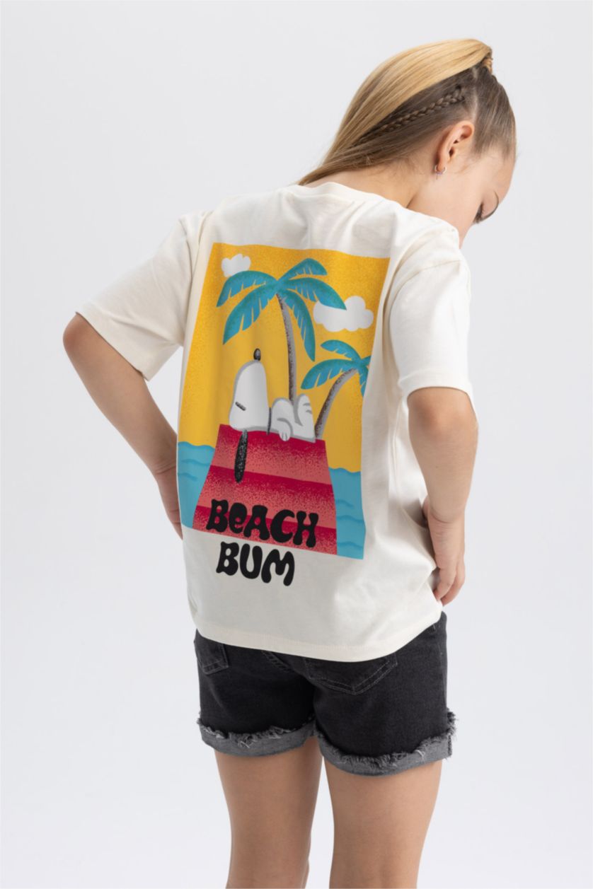 بنات بيج فاتح تي شيرت بناتي بقصة مريحة من سنوبي