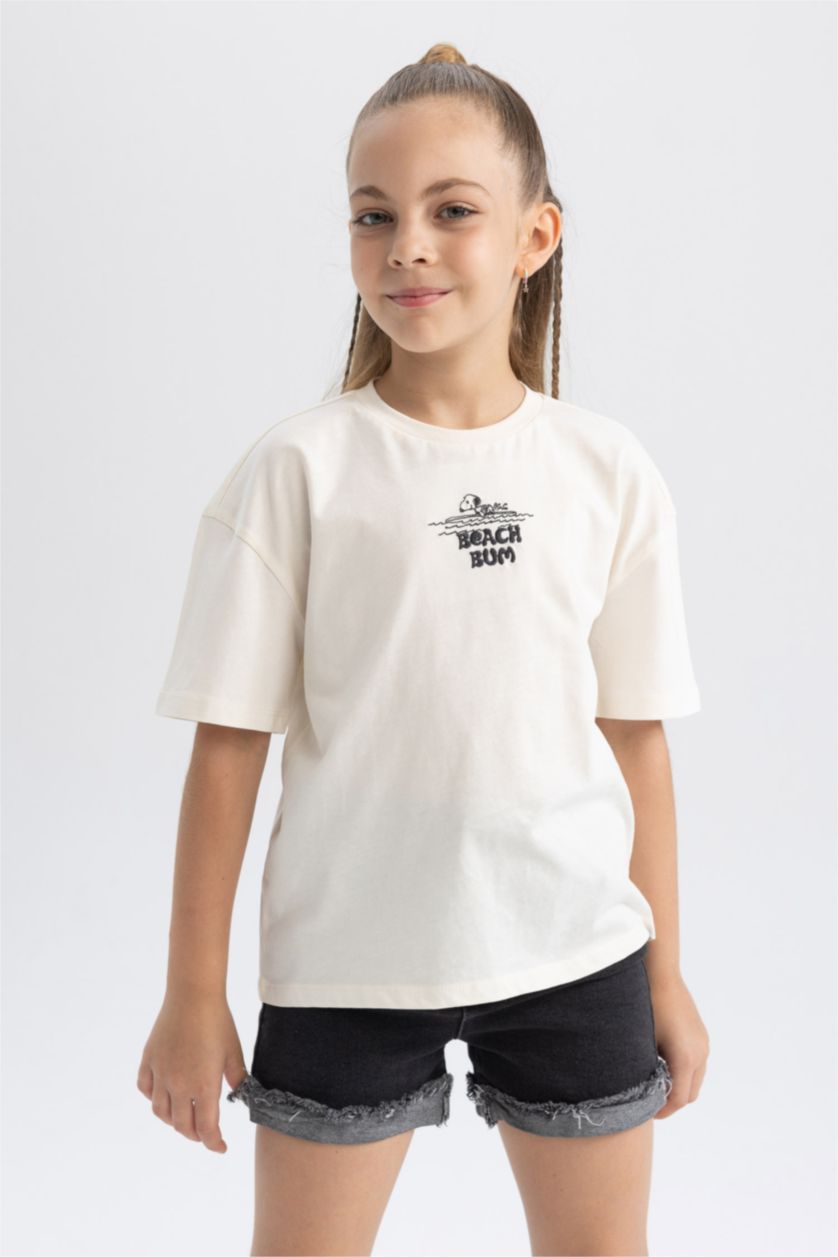 بنات بيج فاتح تي شيرت بناتي بقصة مريحة من سنوبي