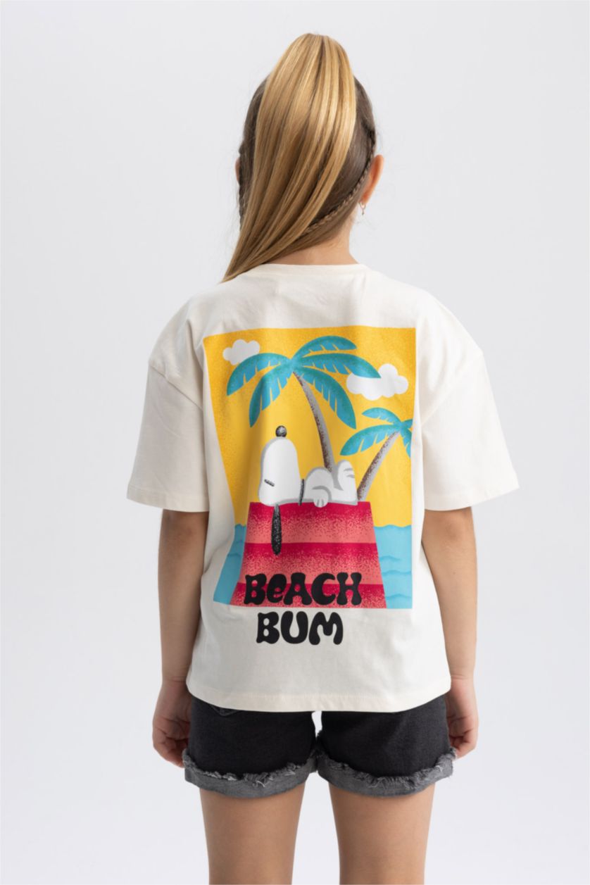 بنات بيج فاتح تي شيرت بناتي بقصة مريحة من سنوبي