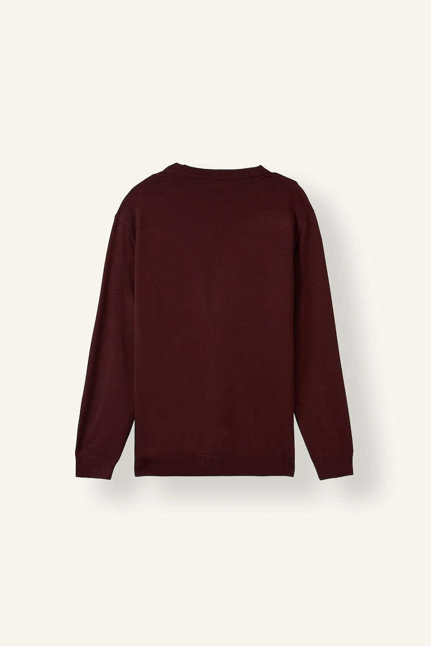 Erkek Bordo Bisiklet Yaka Basic Triko Kazak