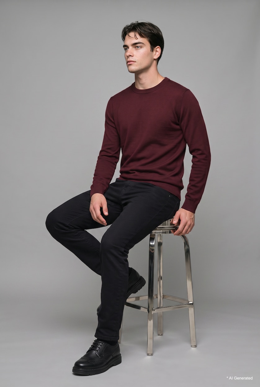 Men Bordeaux Pullover