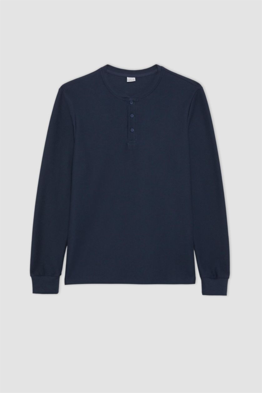 MAN NAVY Slim Fit Buttoned Long Sleeve T-Shirt