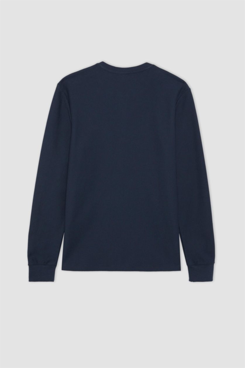 MAN NAVY Slim Fit Buttoned Long Sleeve T-Shirt