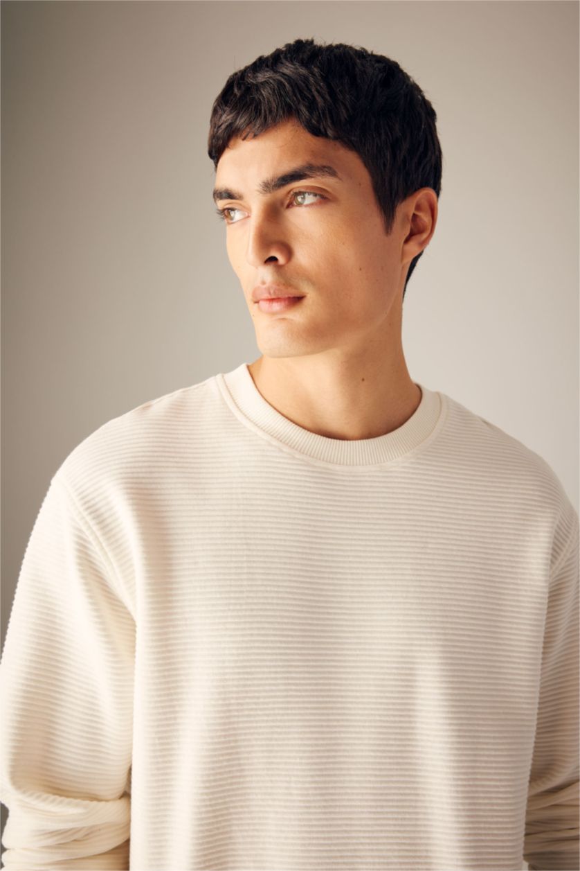 Мужчины Бежевый Свитшот базовый комфортного кроя