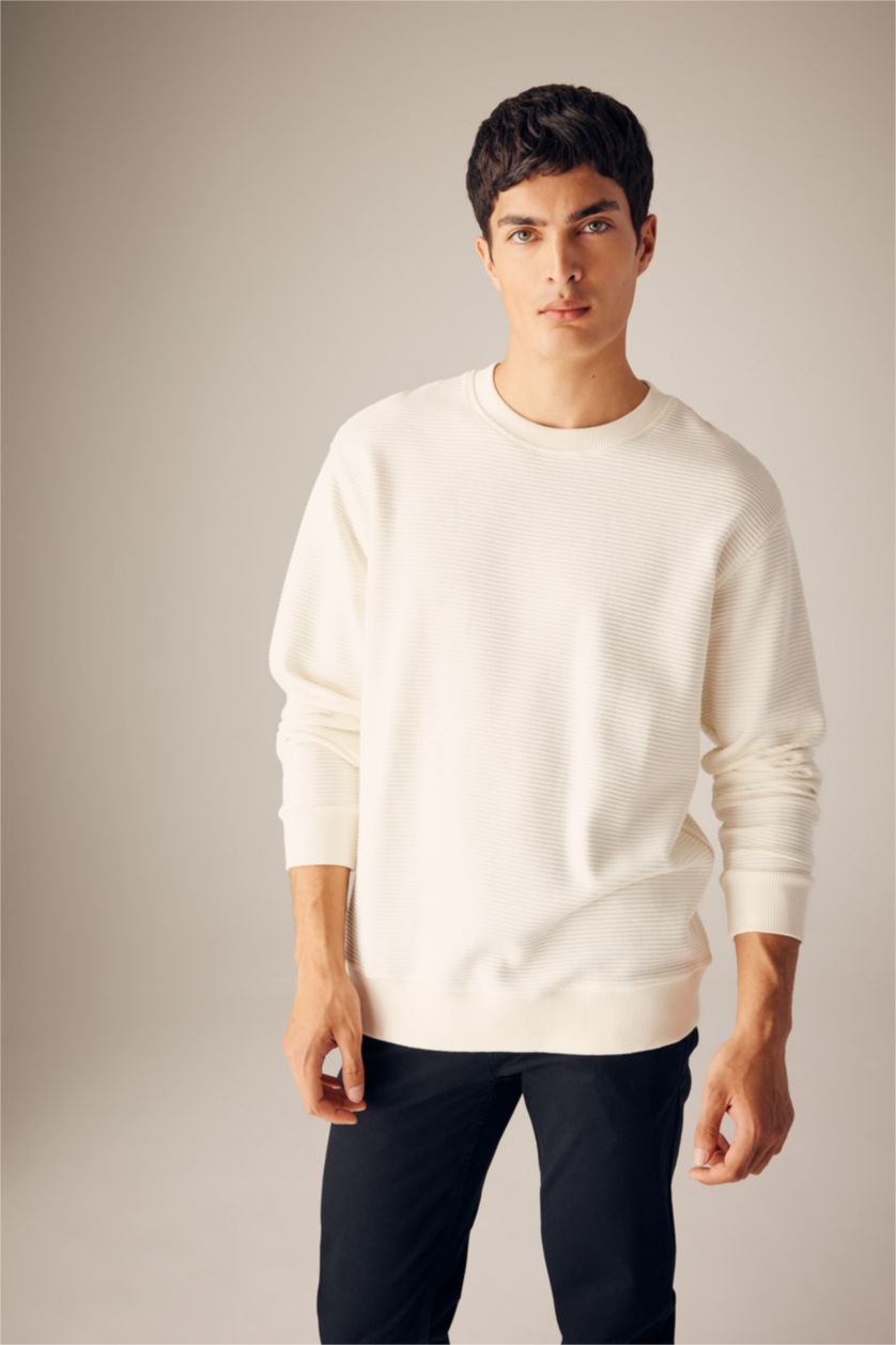 Мужчины Бежевый Свитшот базовый комфортного кроя