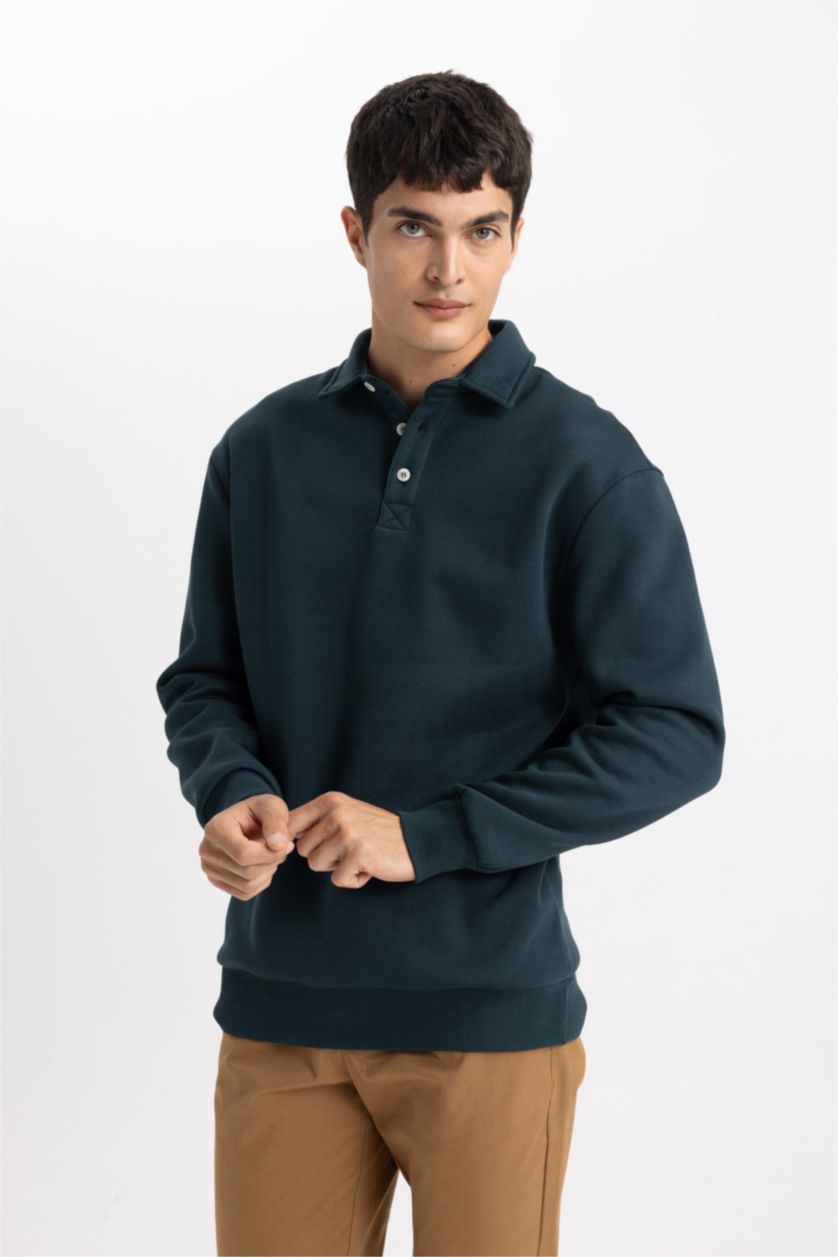 MAN Dark Green Comfort Fit Thick Sweatshirt Fabric Sweatshirt