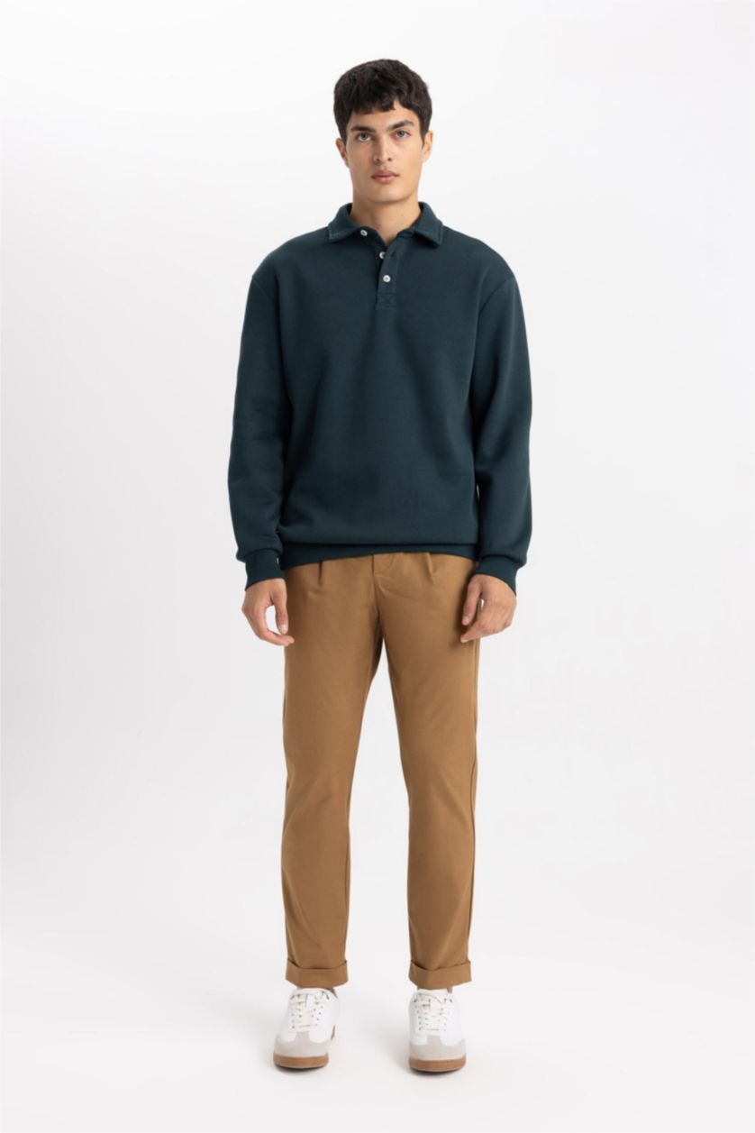 MAN Dark Green Comfort Fit Thick Sweatshirt Fabric Sweatshirt