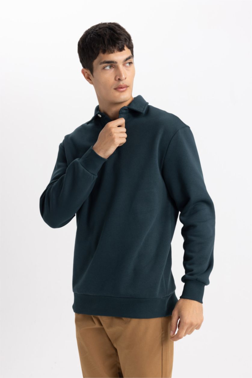 MAN Dark Green Comfort Fit Thick Sweatshirt Fabric Sweatshirt