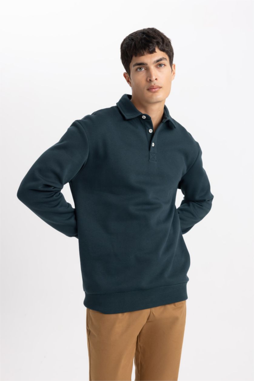 MAN Dark Green Comfort Fit Thick Sweatshirt Fabric Sweatshirt