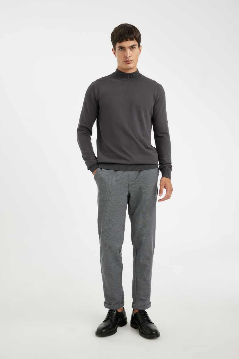 رجالي أنثرا بلوفر تريكو قصة عادية هاف كول بسوسته