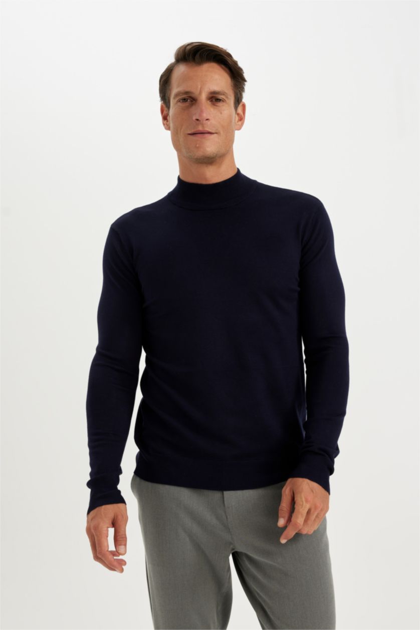 Ерлер әскери-теңіз қалыпты пішім ұзартылған мойынжейде трикотаж Пулловер