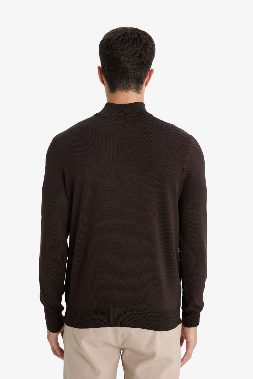 Мужчины Коричневый Свитер Regular Fit с горловиной-стойкой
