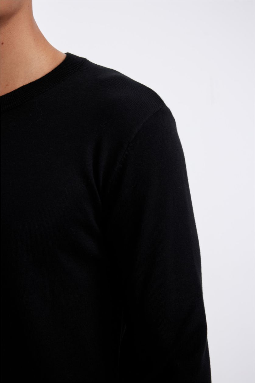 رجال أسود Regular Fit Knitwear Pullover