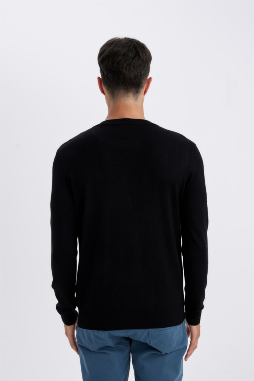 رجال أسود Regular Fit Knitwear Pullover