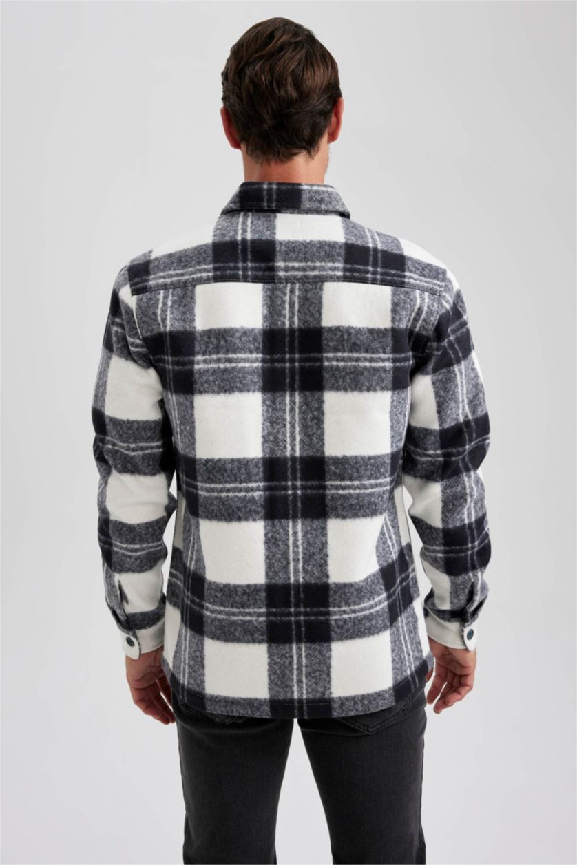 HOMME Marin Veste De Chemise Coupe Régulière Col Polo à Manches Longues