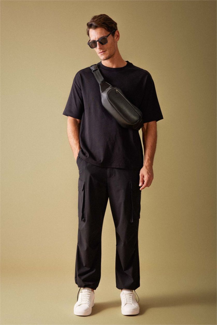 Erkek Siyah Relax Fıt Pantolon