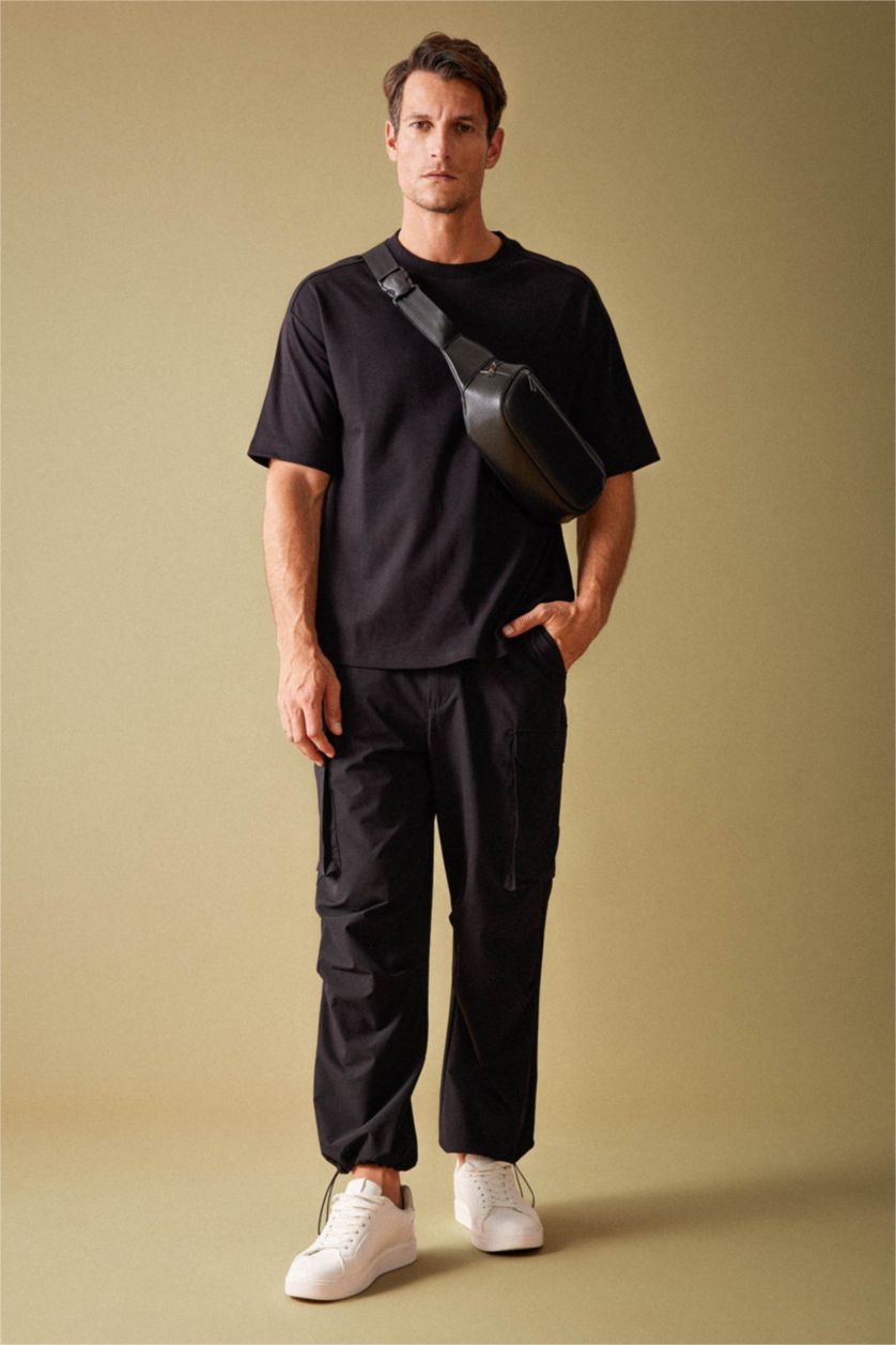 Erkek Siyah Relax Fıt Pantolon