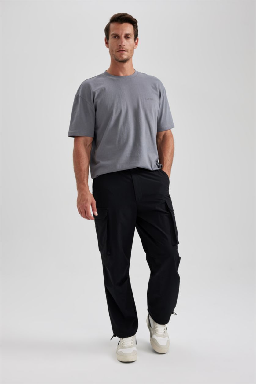Erkek Siyah Relax Fıt Pantolon