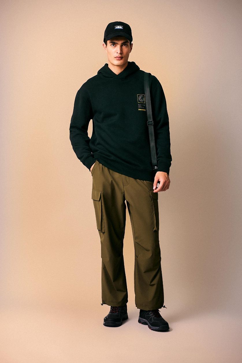 Erkek Zeytin Yeşili Pantolon Relax Fit Kargo Cepli Lastikli Paça