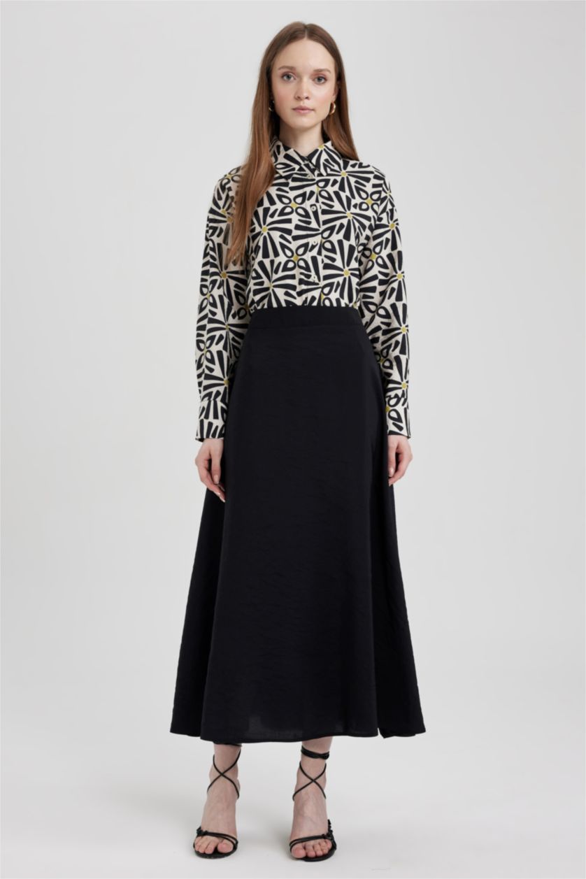 FEMME Beige Tunique À Manches Longues Coupe décontractée Imprimé Col De Chemise