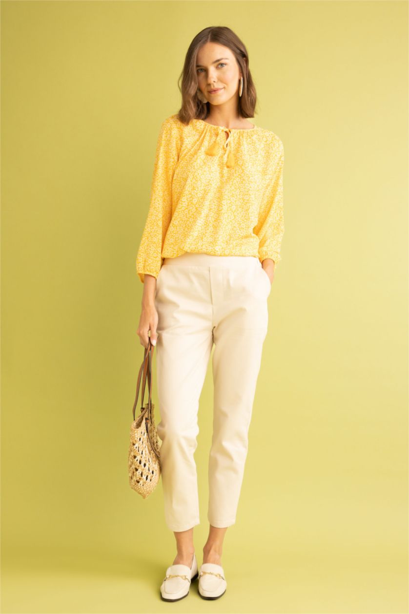 نساء بيج فاتح داكن Regular Chino Gabardine Trousers