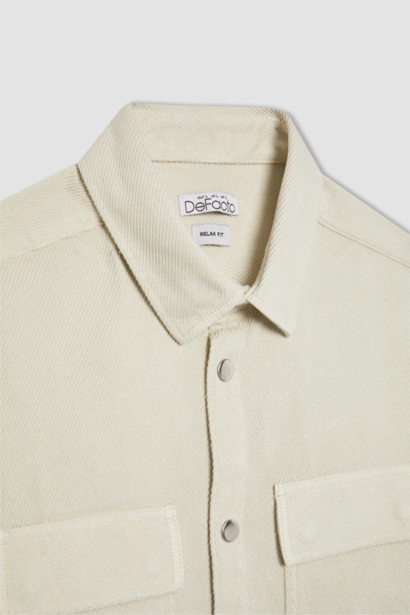 رجالي بيج فاتح قميص بولو كم طويل قصة مريحة