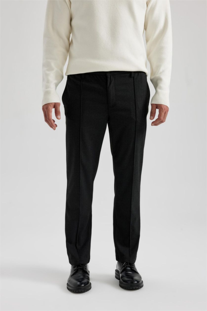 Ерлер қара қалыпты пішім тұрақты етек Шалбар