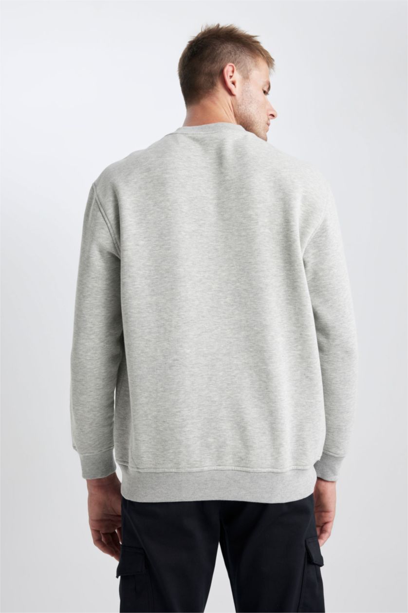 Мужчины Серый меланж Свитшот оверсайз с круглым вырезом