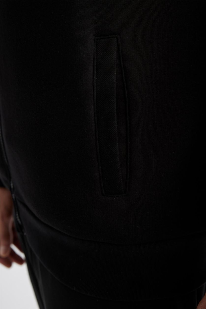 MAN Black Relax Fit Hooded Zippered Sweatshirt